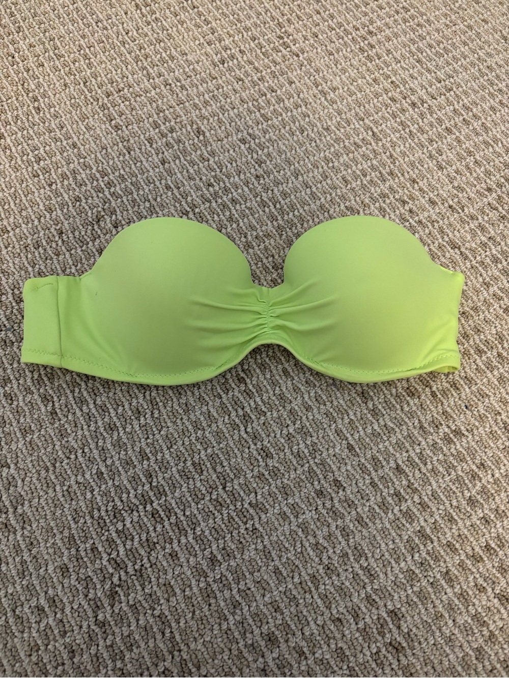 Victoria's Secret Strapless Bandeau Bikini Top in Neon Lime Green Yellow 34b s